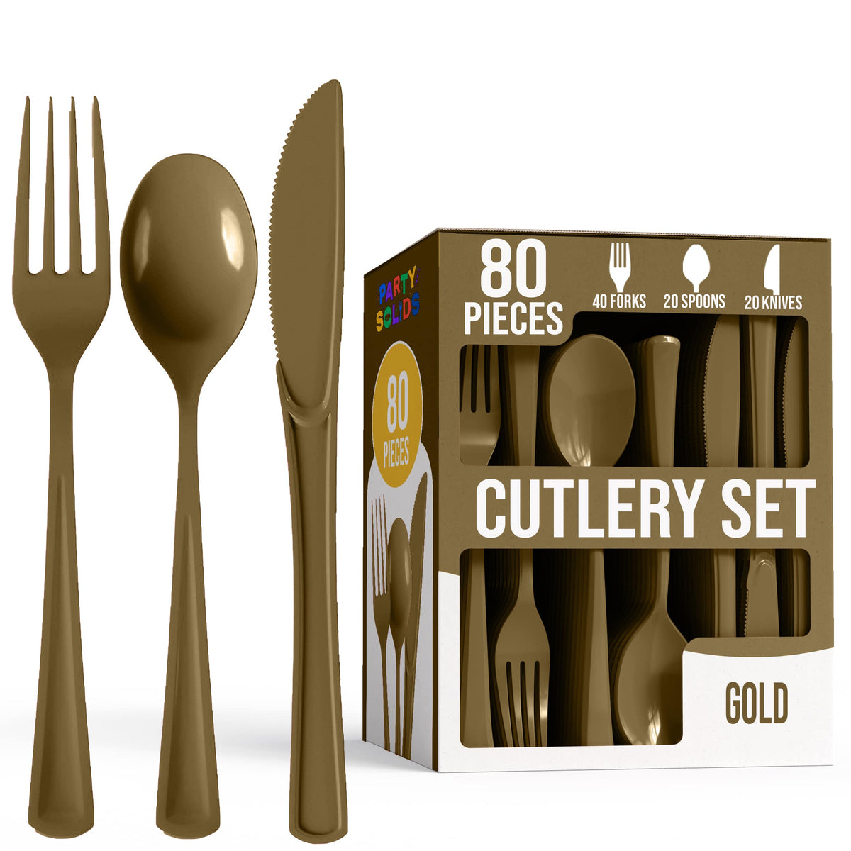 Heavy Duty Gold Cutlery Combo - 80 Count