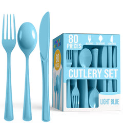 Heavy Duty Light Blue Cutlery Combo - 80 Count