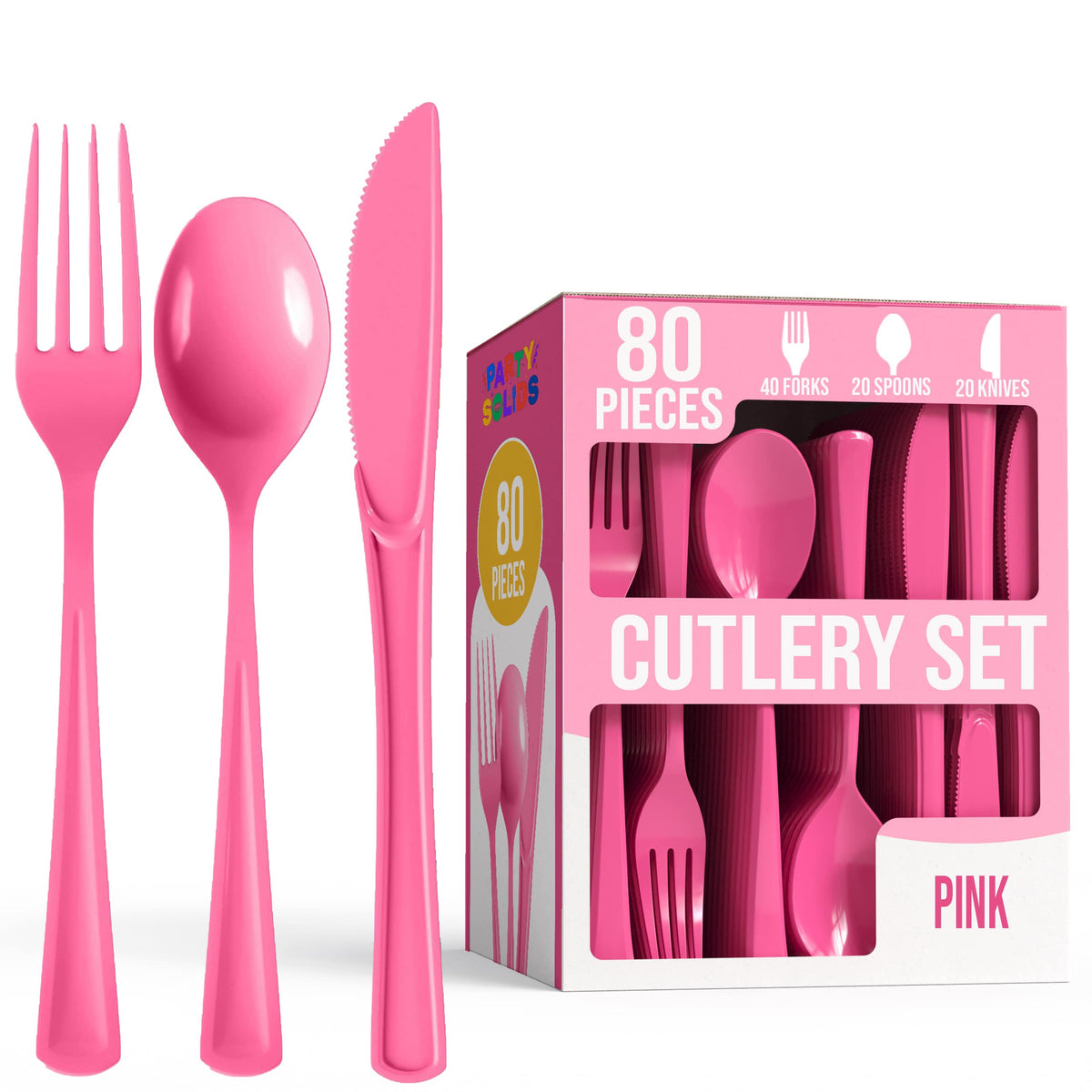 Heavy Duty Pink Cutlery Combo - 80 Count