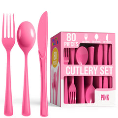 Heavy Duty Pink Cutlery Combo - 80 Count