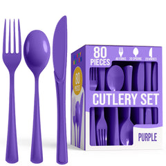 Heavy Duty Purple Cutlery Combo - 80 Count