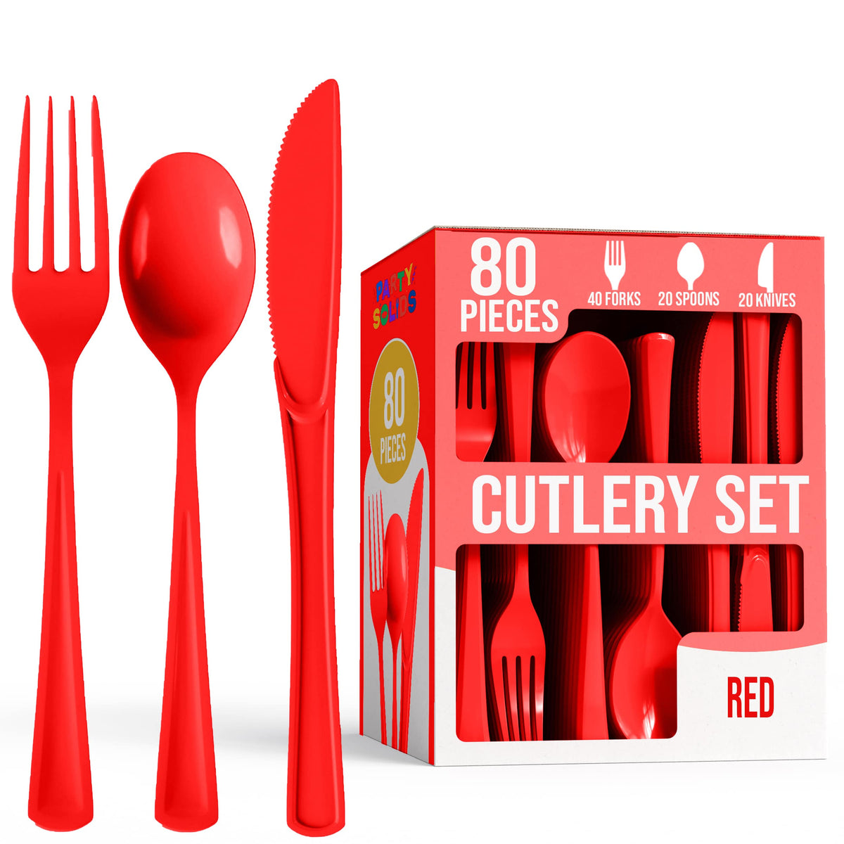 Heavy Duty Red Cutlery Combo - 80 Count