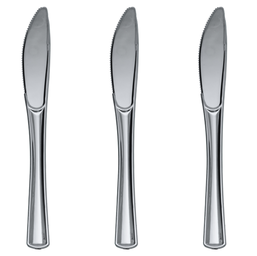 Fancy Disposable Silver Knives | 480 Count
