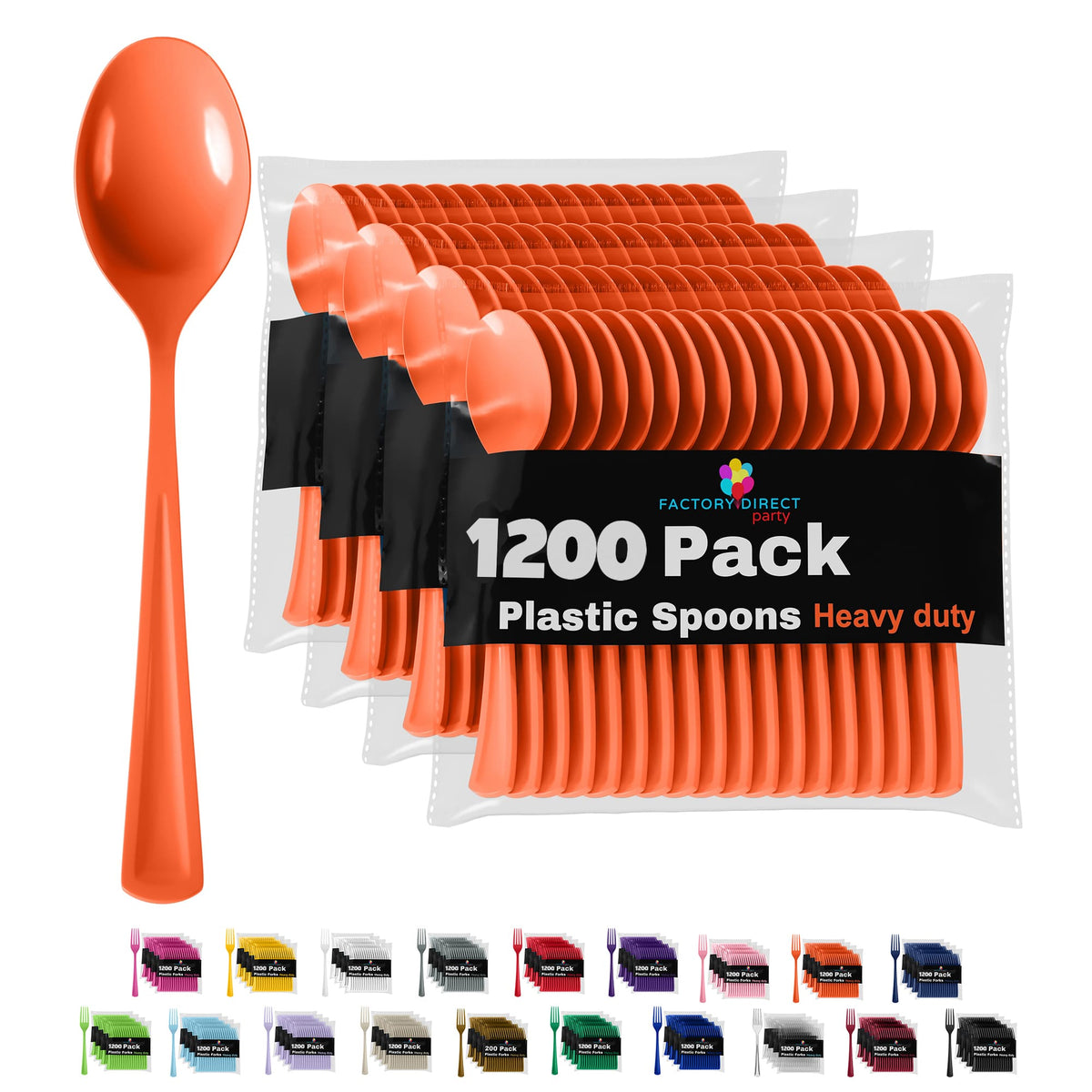 Heavy Duty Orange Plastic Spoons | Case of 1200