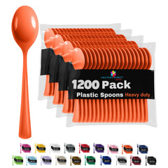 Heavy Duty Orange Plastic Spoons | Case of 1200