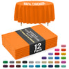 Premium Round Orange Plastic Table Covers | 12 Pack | 84 in.