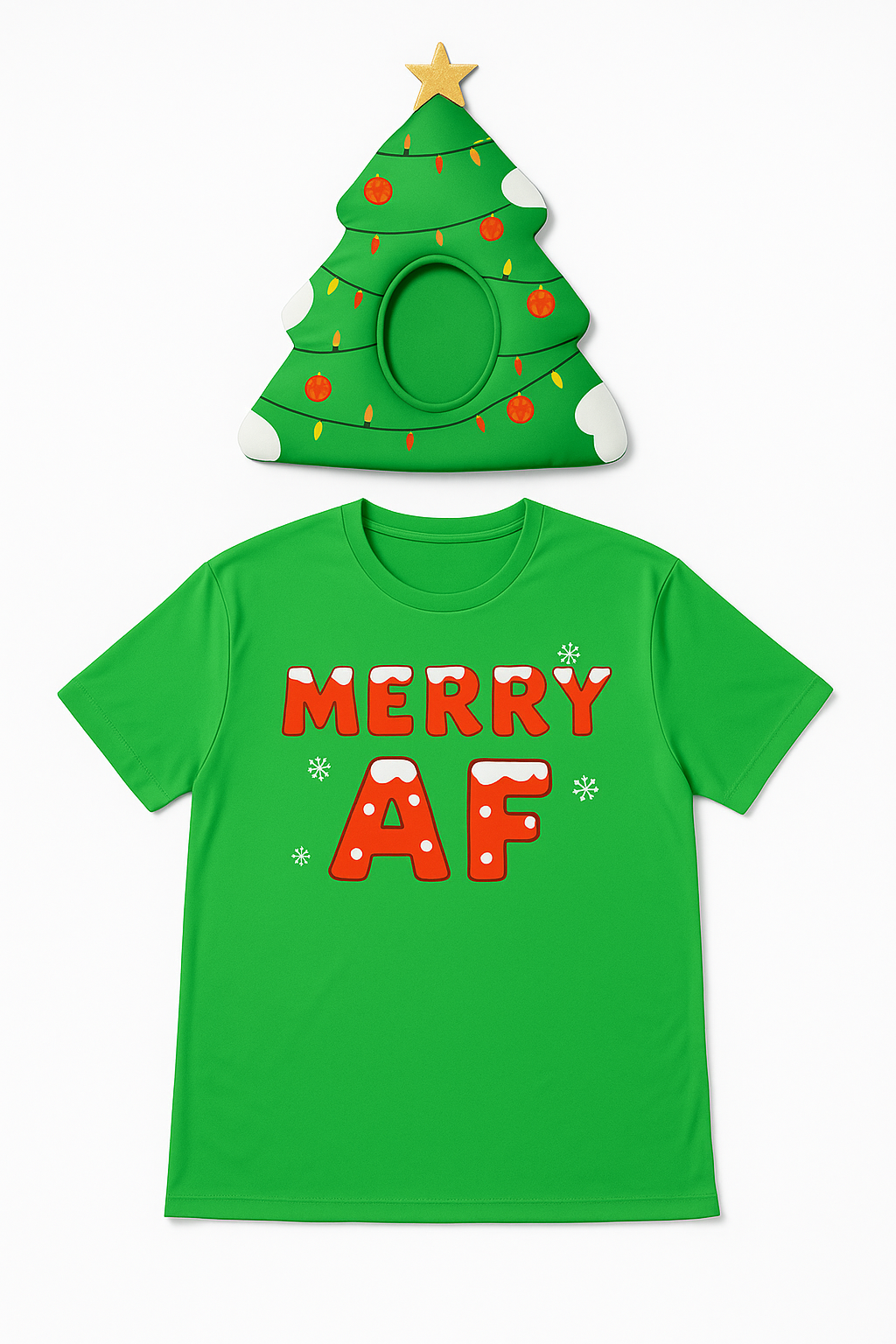 Merry AF Christmas Tree Head Cover & T-Shirt Set