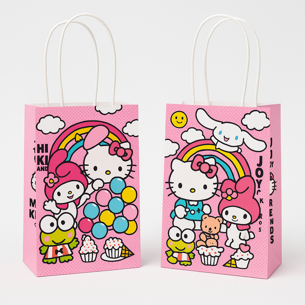 Hello Kitty Printed Party Favor Bags - Pack of 8