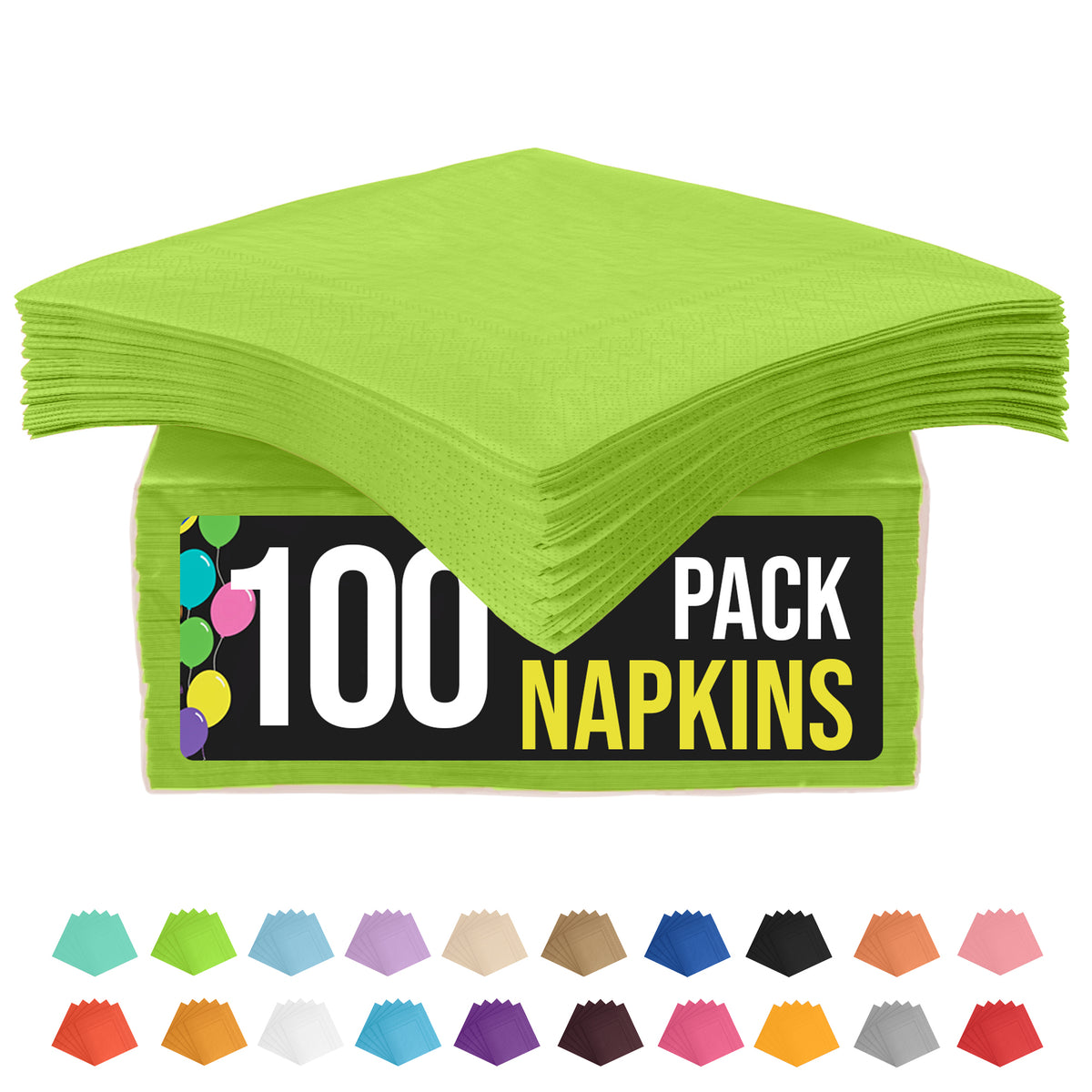 Lime Green Beverage Napkins | 100 Count