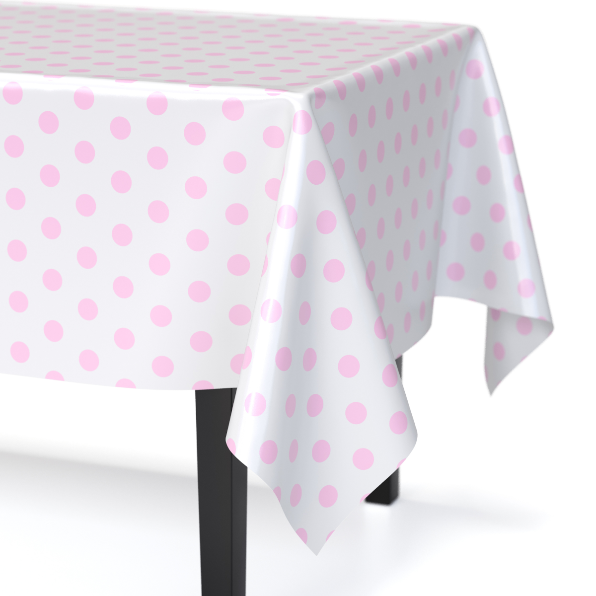 Pink Polka Dot Plastic Table Cover | Case of 48 - 54 In. x 108 In.