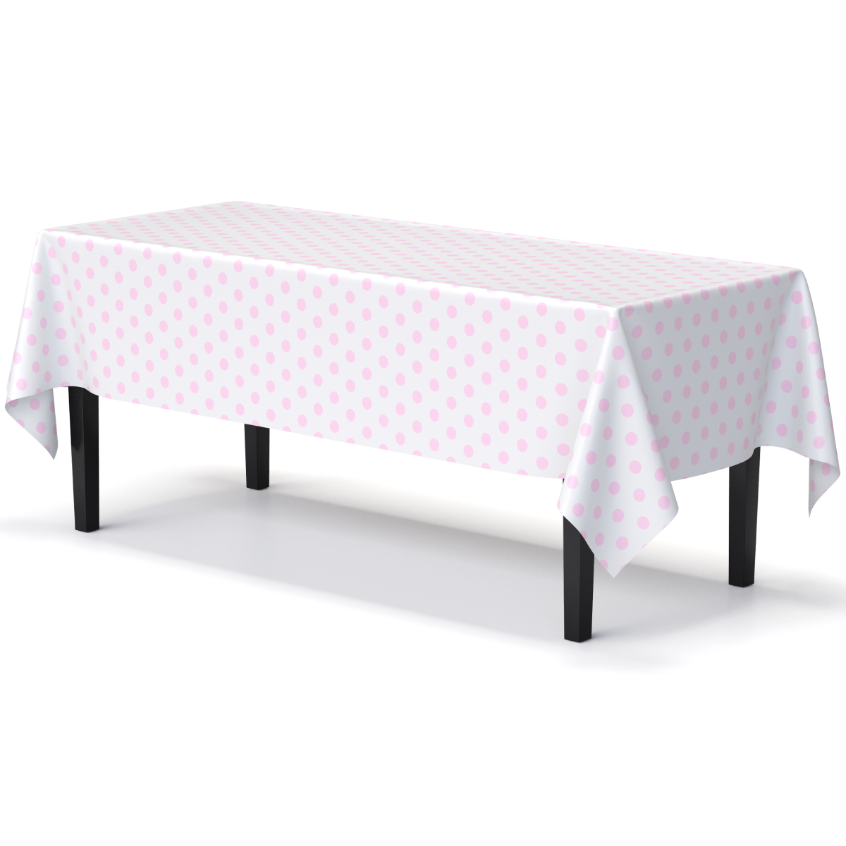 Pink Polka Dot Plastic Table Covers | 6 Pack - 54 In. x 108 In.