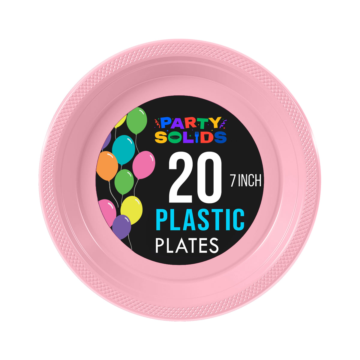 7 In. Pink Plastic Plates - 20 Ct.