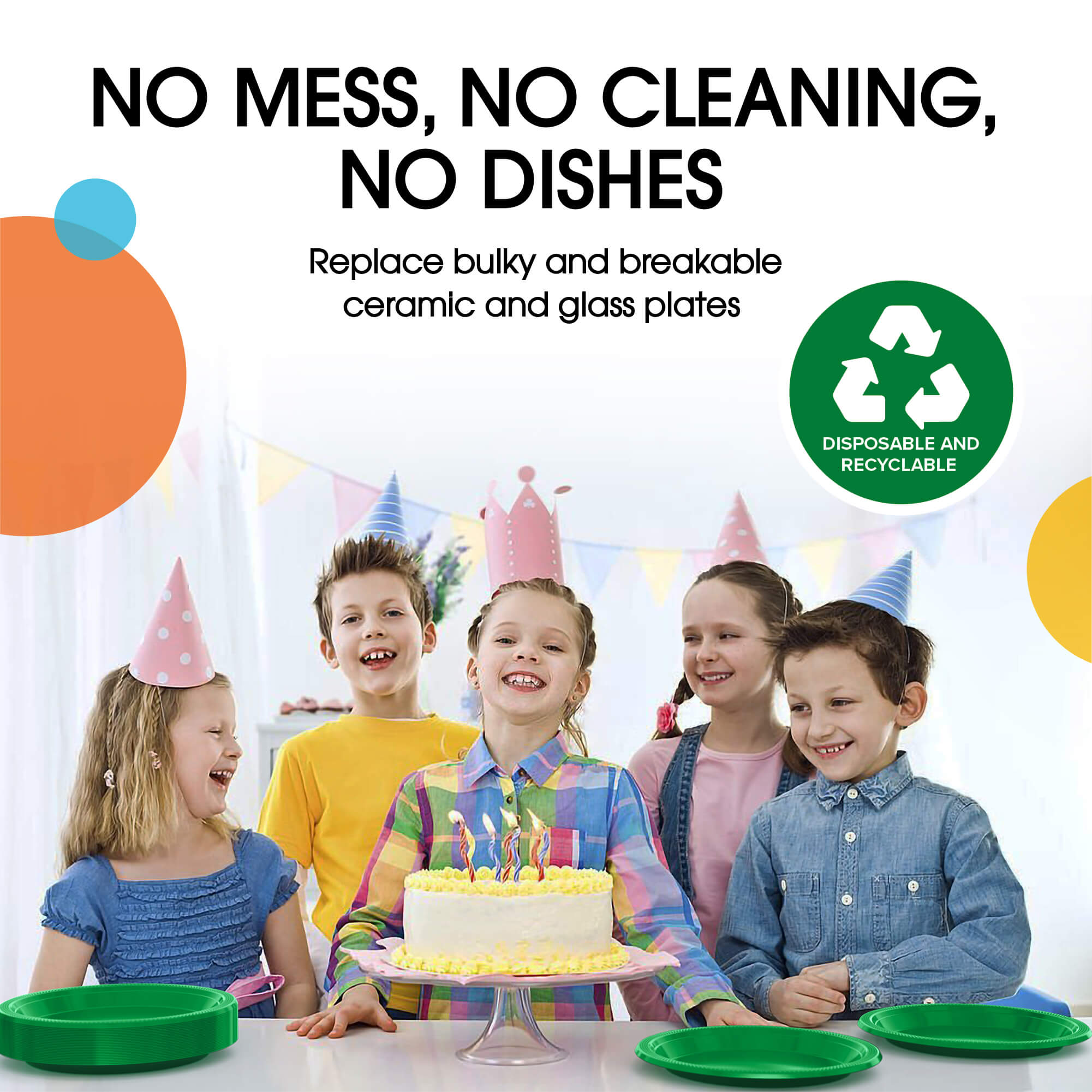 7 In. Emerald Green Plastic Plates | 8 Count