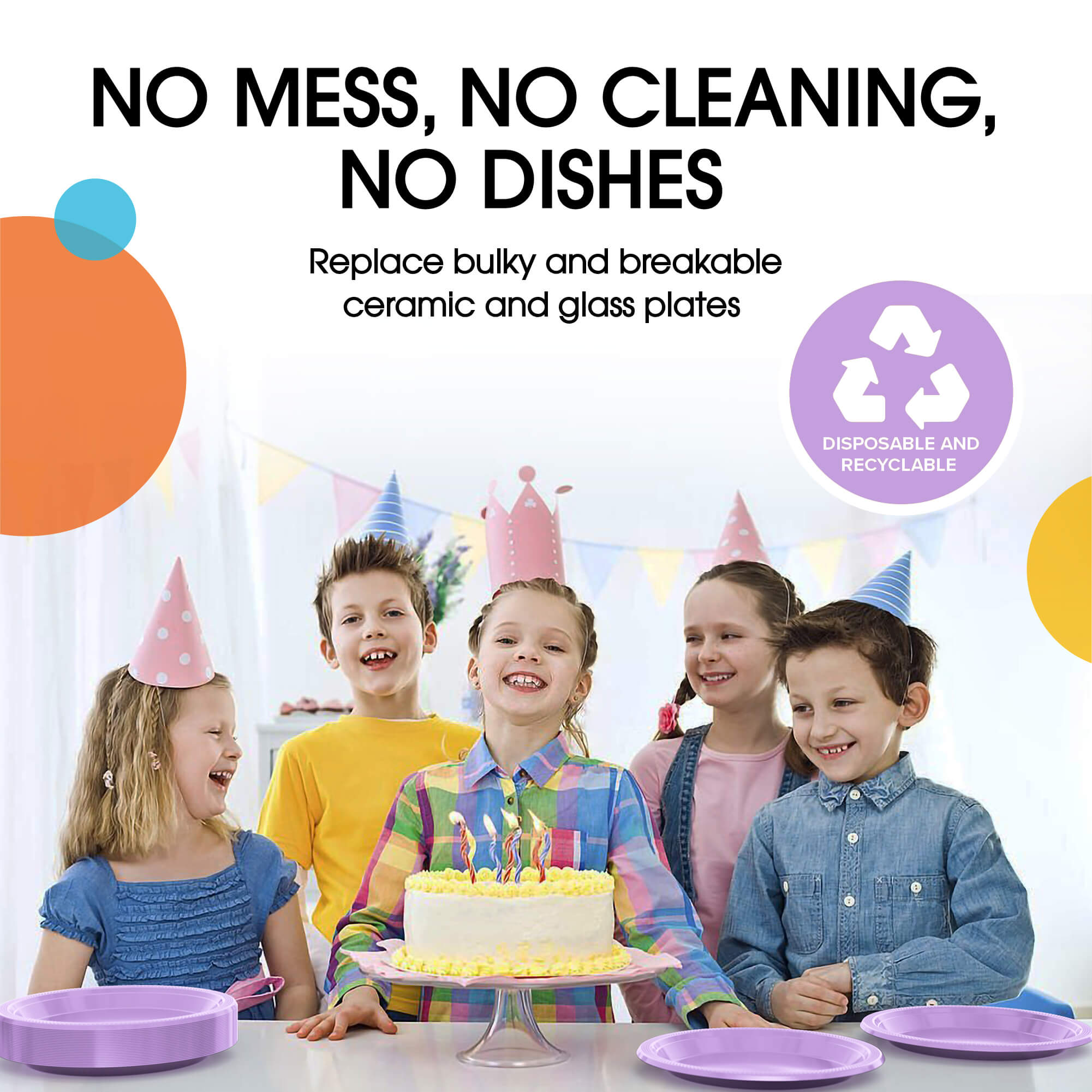 7 In. Lavender Plastic Plates | 15 Count