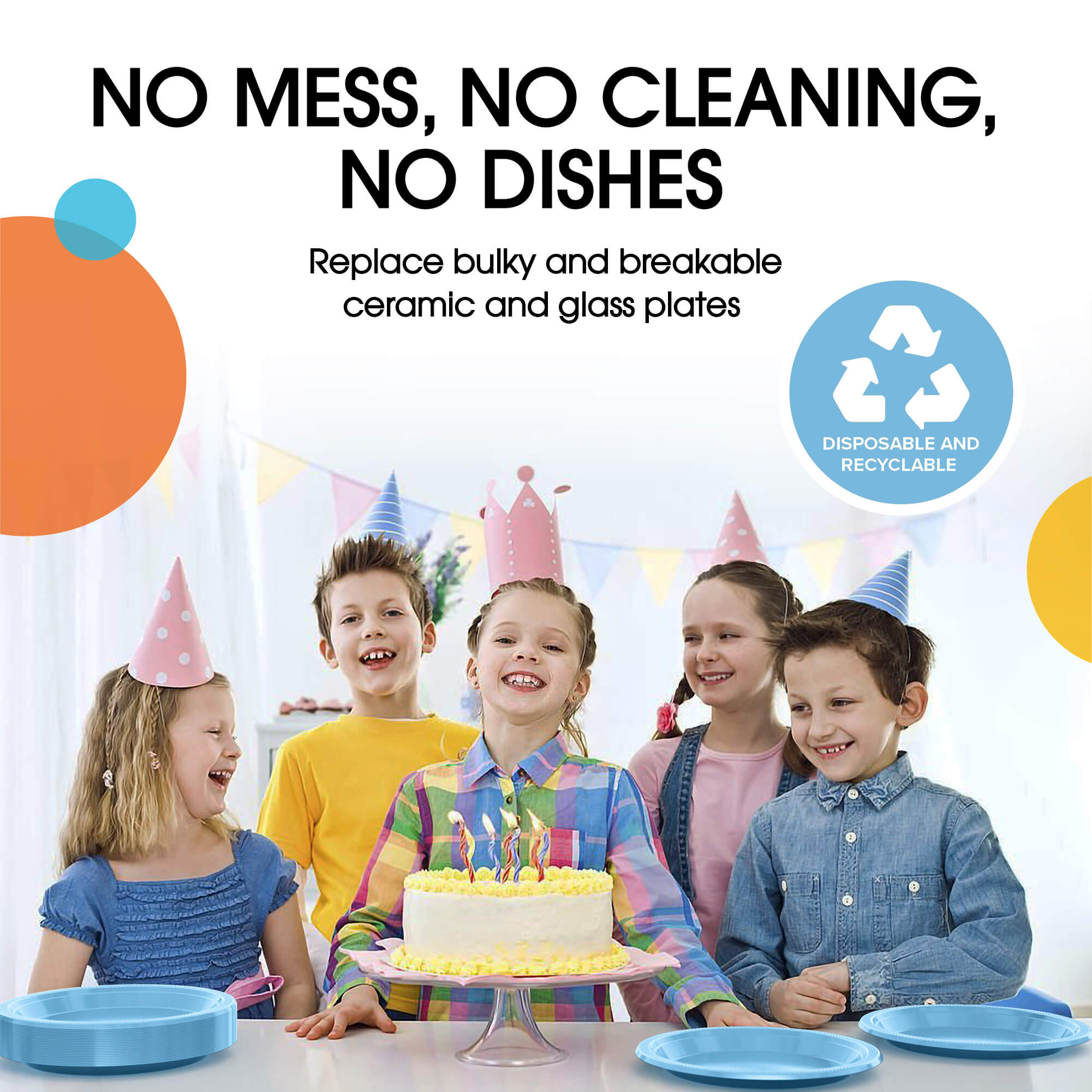 9 In. Light Blue Plastic Plates | 8 Count
