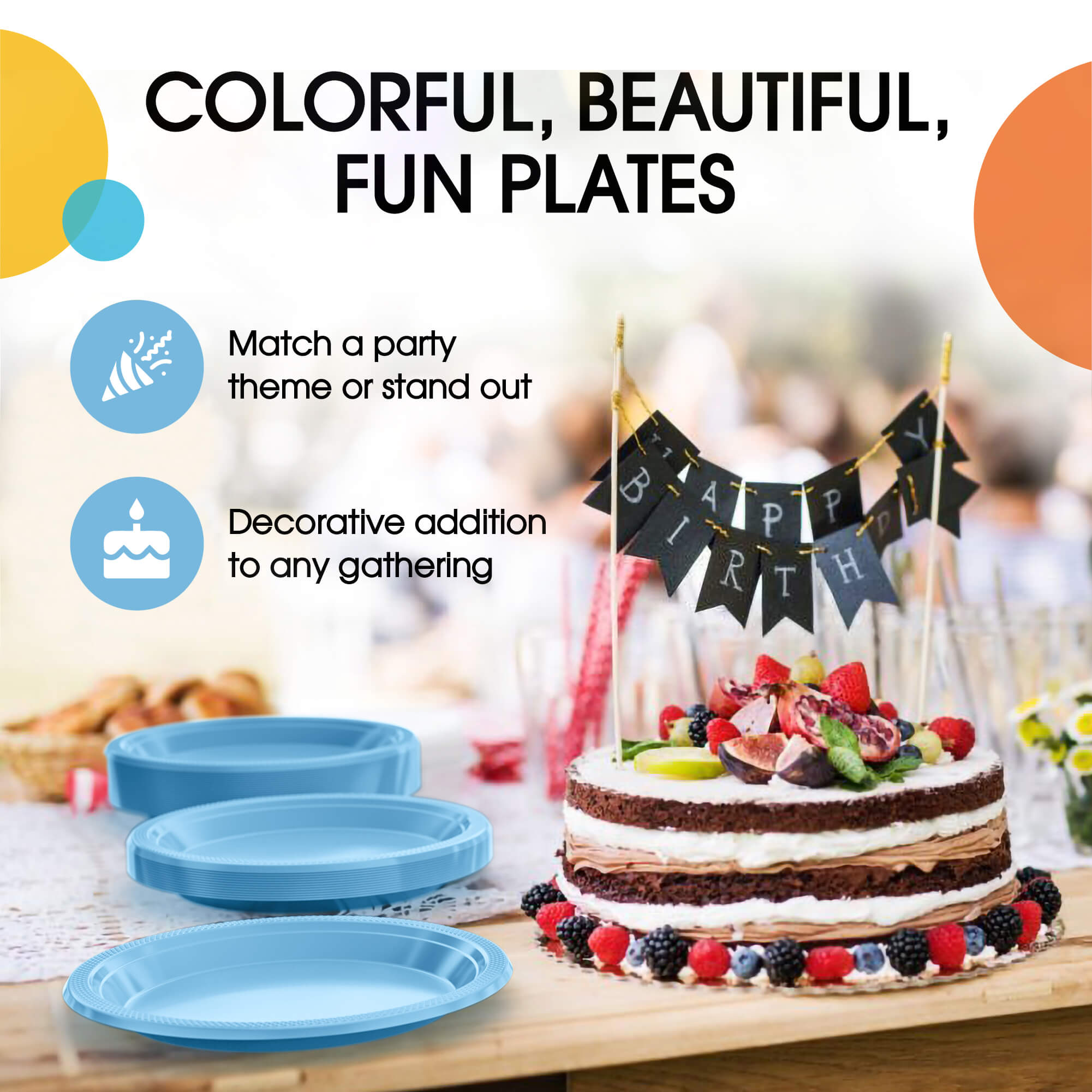 7 In. Light Blue Plastic Plates | 8 Count