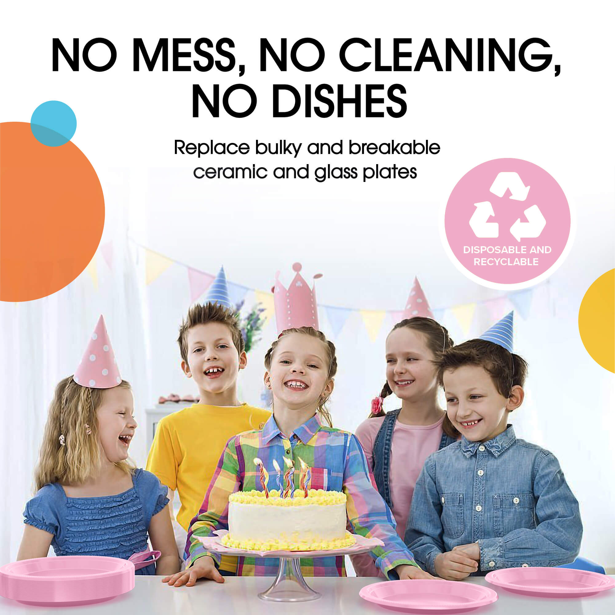 7 In. Pink Plastic Plates | Case of 600