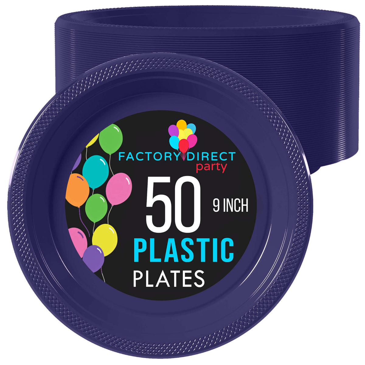 9 In. Navy Plastic Plates | 50 Count