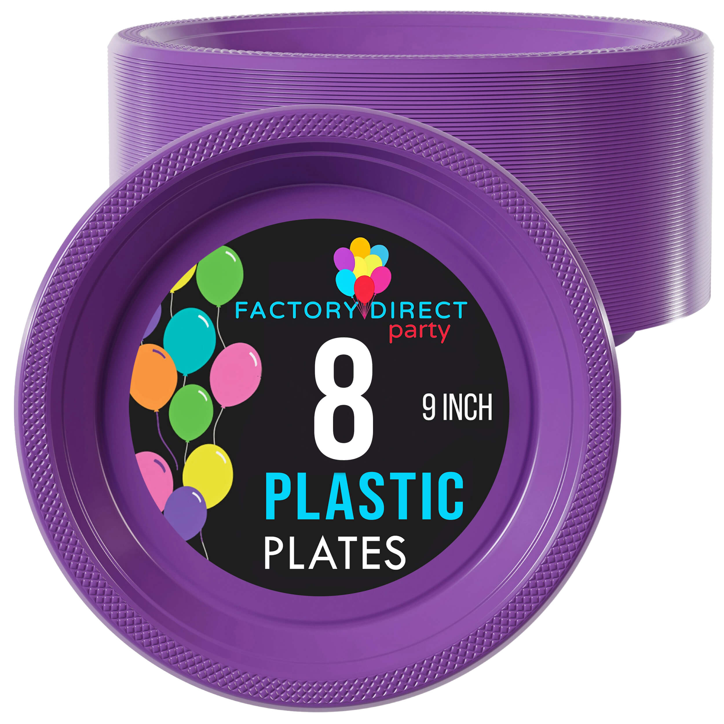 9 In. Purple Plastic Plates | 8 Count