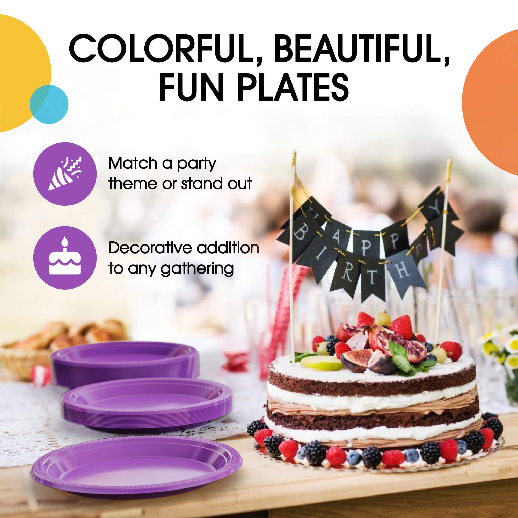 9 In. Purple Plastic Plates | 8 Count