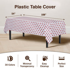 Red Polka Dot Plastic Table Covers | 6 Pack - 54 In. x 108 In.