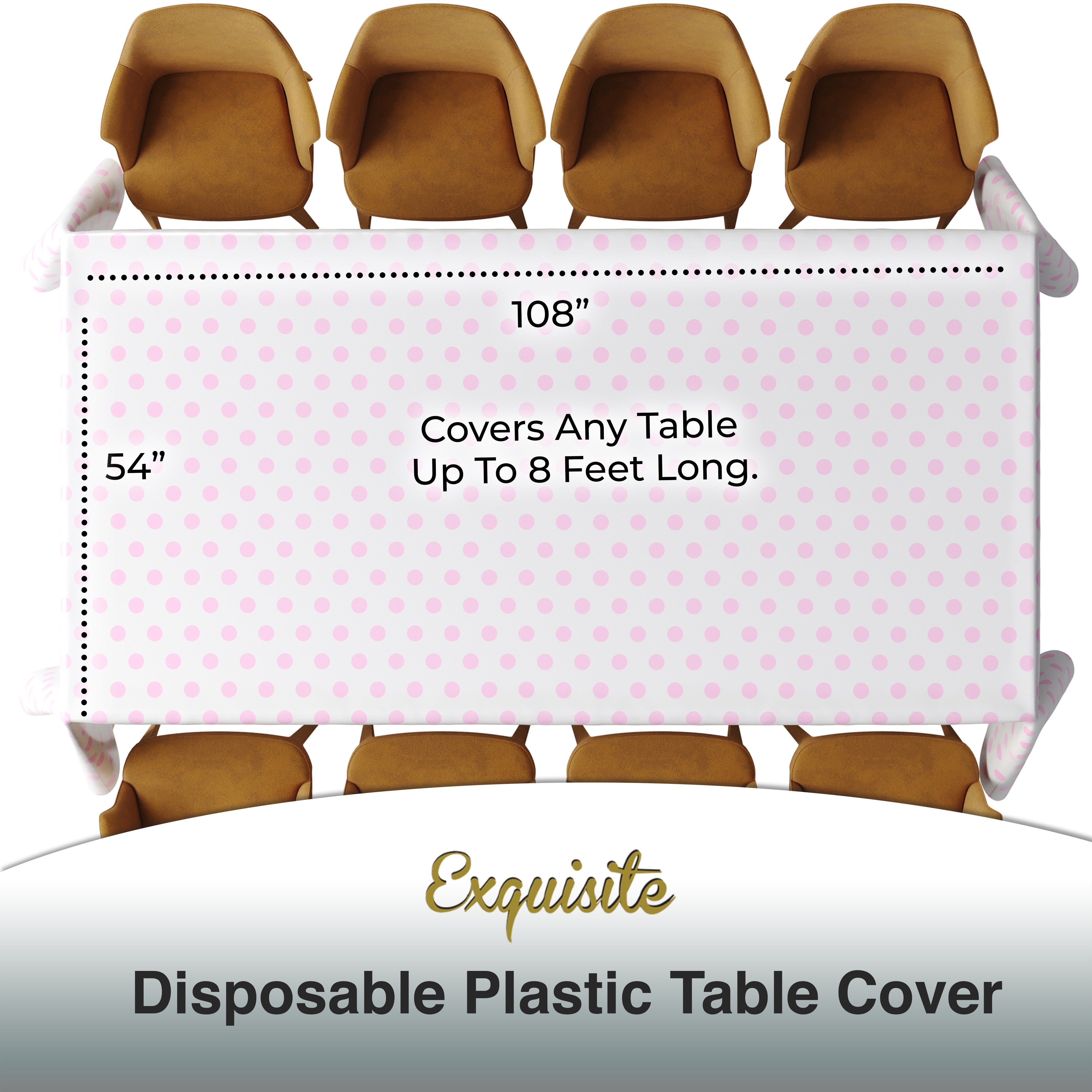 Pink Polka Dot Plastic Table Cover | 54 in. x 108 in.