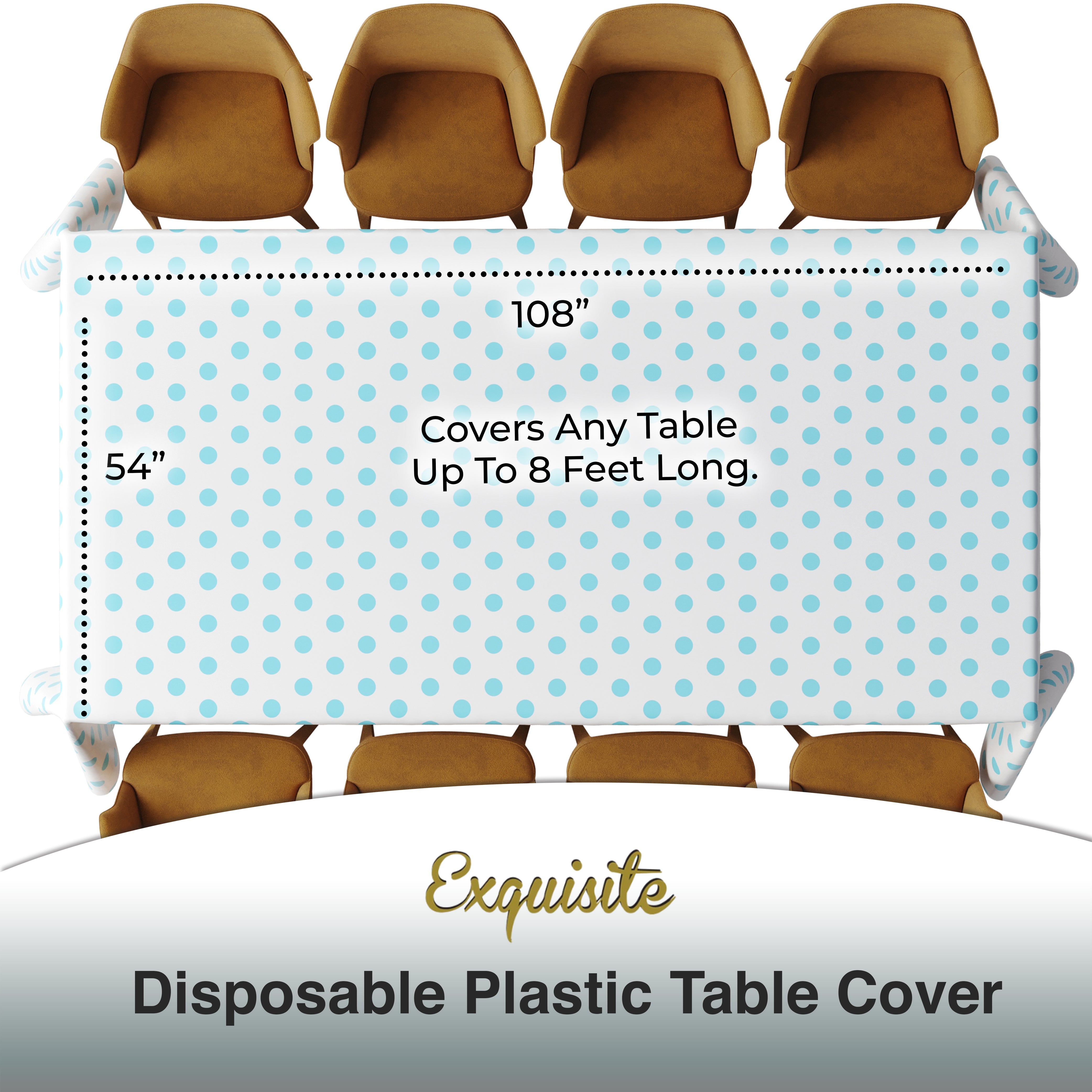 Light Blue Polka Dot Plastic Table Covers | 6 Pack | 54 in. x 108 in.