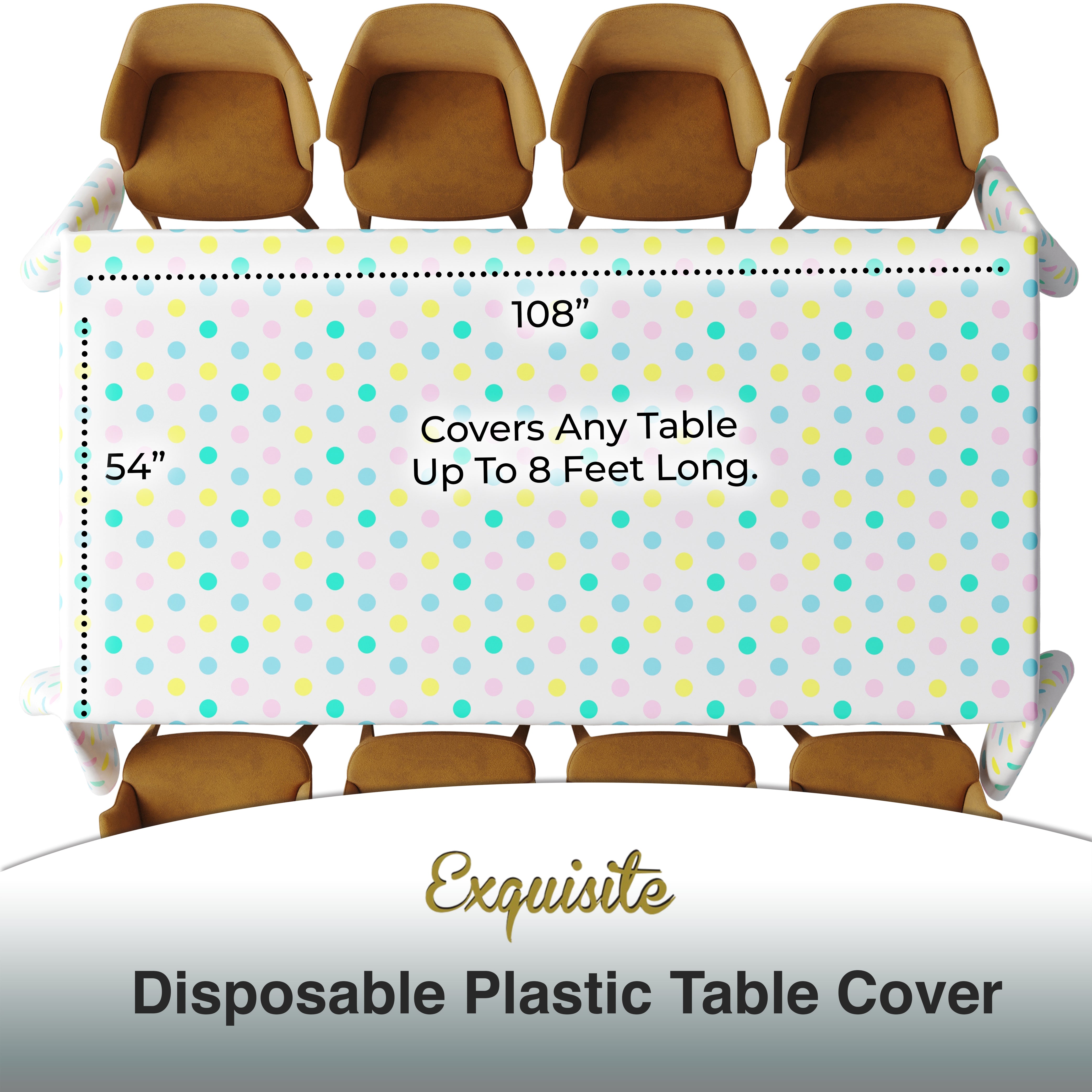 Pastel Polka Dot Plastic Table Covers | 12 Pack | 54 in. x 108 in.