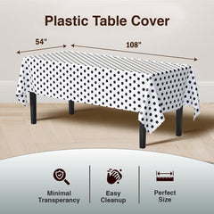 Black Polka Dot Plastic Table Cover | 54 in. x 108 in. | Case of 12