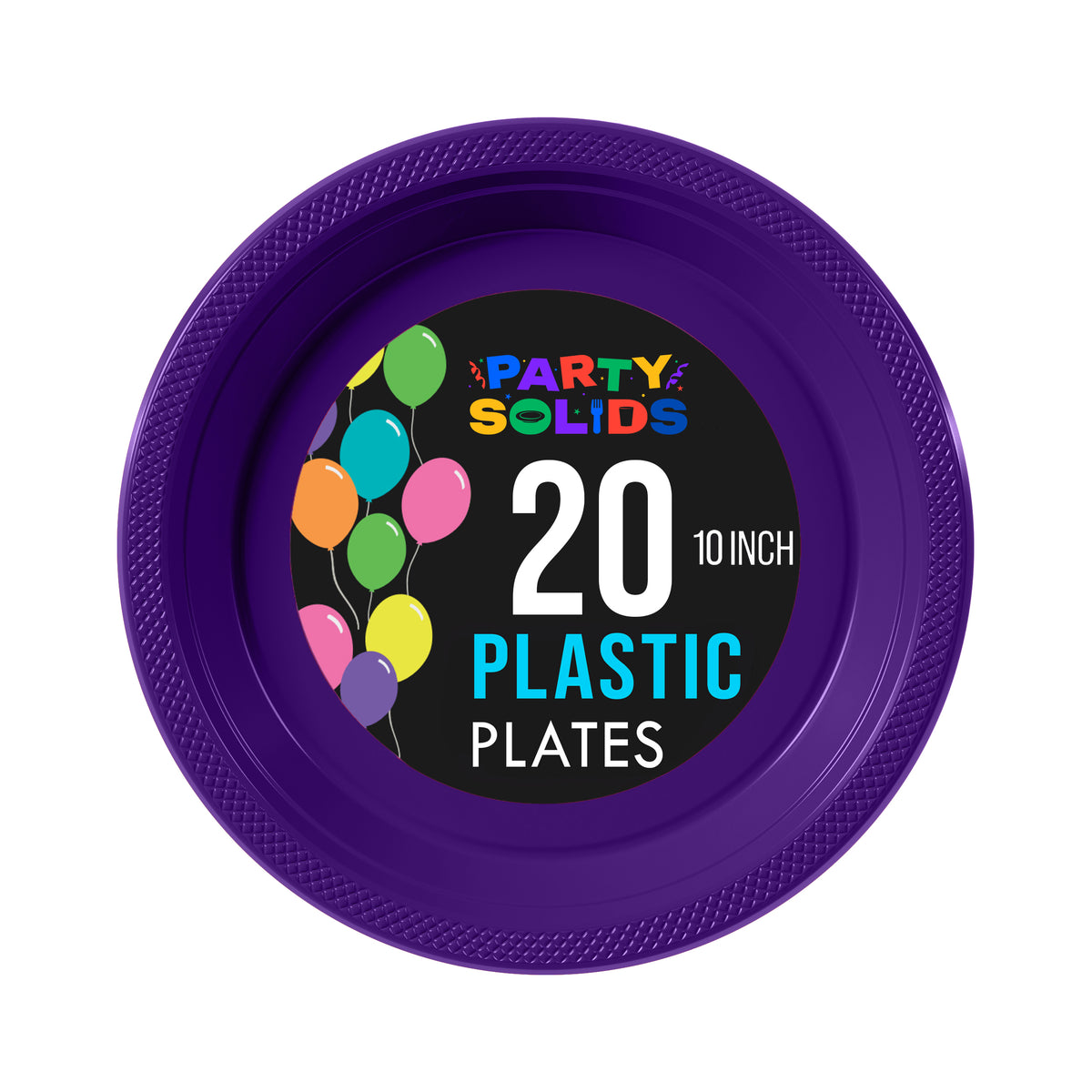 10 In. Purple Plastic Plates - 20 Ct.