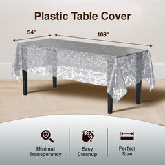 Premium Silver Lace Plastic Table Covers | 12 Count - 54 In. x 108 In.
