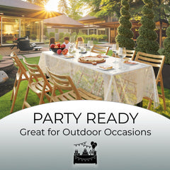 White Floral Plastic Table Cover | Case of 48 - 54 In. x 108 In.