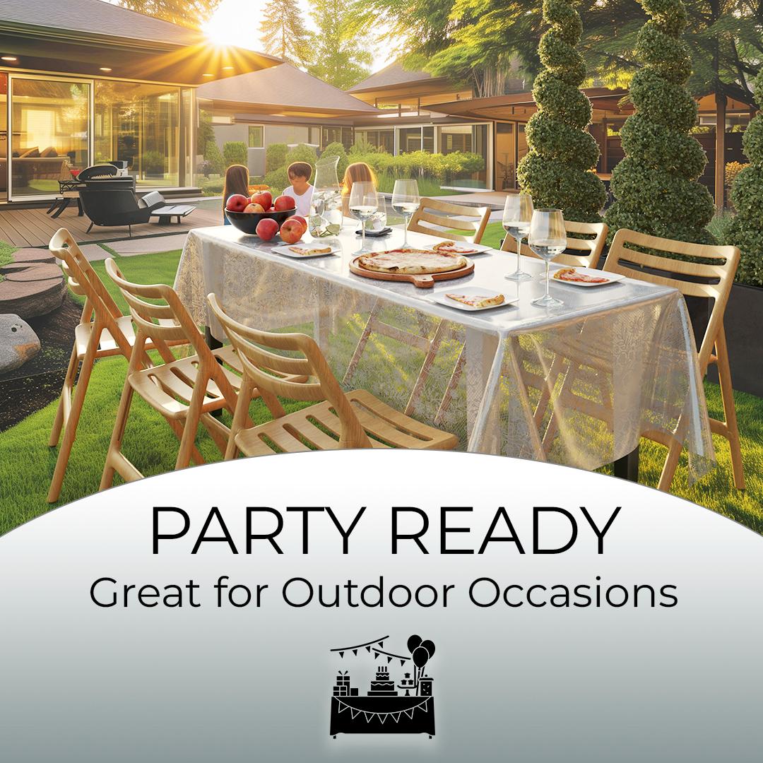 Silver Floral Plastic Table Cover | Case of 48 - 54 In. x 108 In.