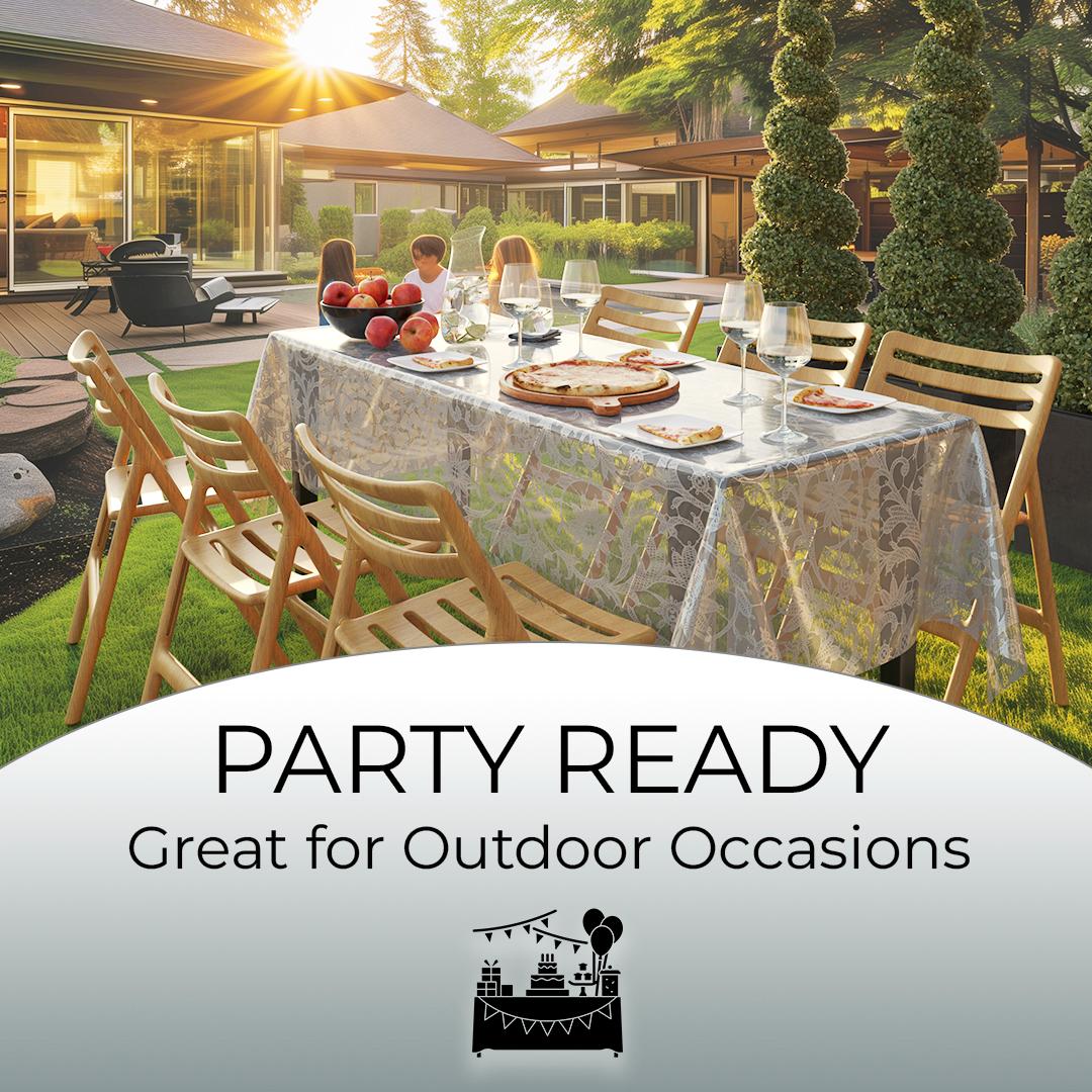 Premium Silver Lace Plastic Table Covers | 12 Count - 54 In. x 108 In.