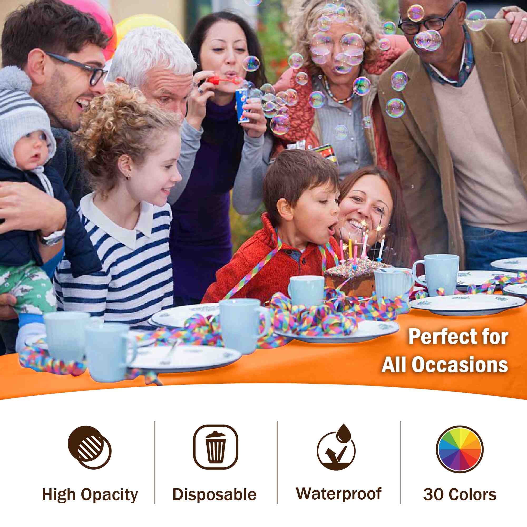 Premium Orange Plastic Table Cover