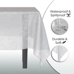 White Floral Plastic Table Cover | Case of 48 - 54 In. x 108 In.