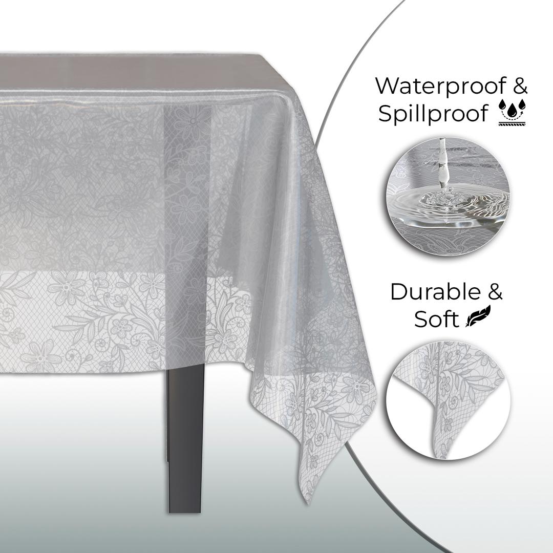 Silver Floral Plastic Table Covers | 6 Pack - 54 In. x 108 In.