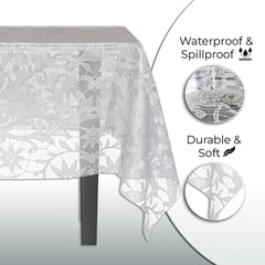 White Lace Plastic Table Cover | Case of 48 - 54 In. x 108 In.