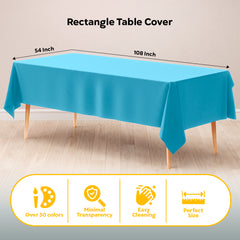 Sky Blue Plastic Table Cover | Case of 48 | 54 in. x 108 in.