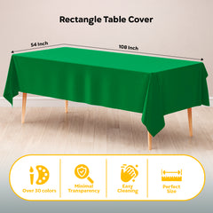 Emerald Green Plastic Table Cover | 54 in. x 108 in.