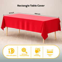 Red Plastic Table Covers | 6 Pack | 54 in. x 108 in.
