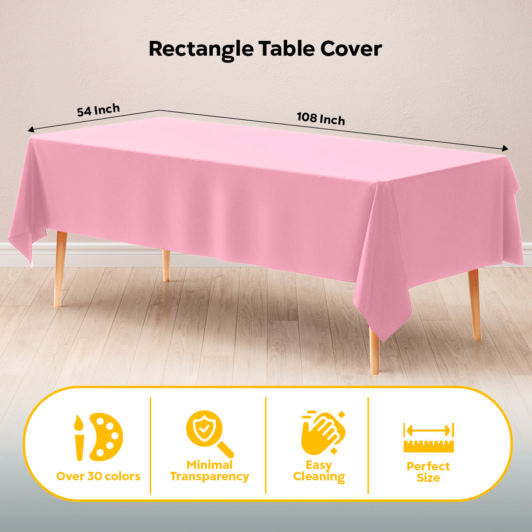 Pink Plastic Table Covers | 12 Pack | 54 in. x 108 in.