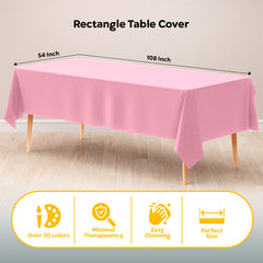 Pink Plastic Table Covers | 12 Pack | 54 in. x 108 in.