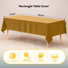 Gold Plastic Table Cover | 54 in. x 108 in. | Case of 48