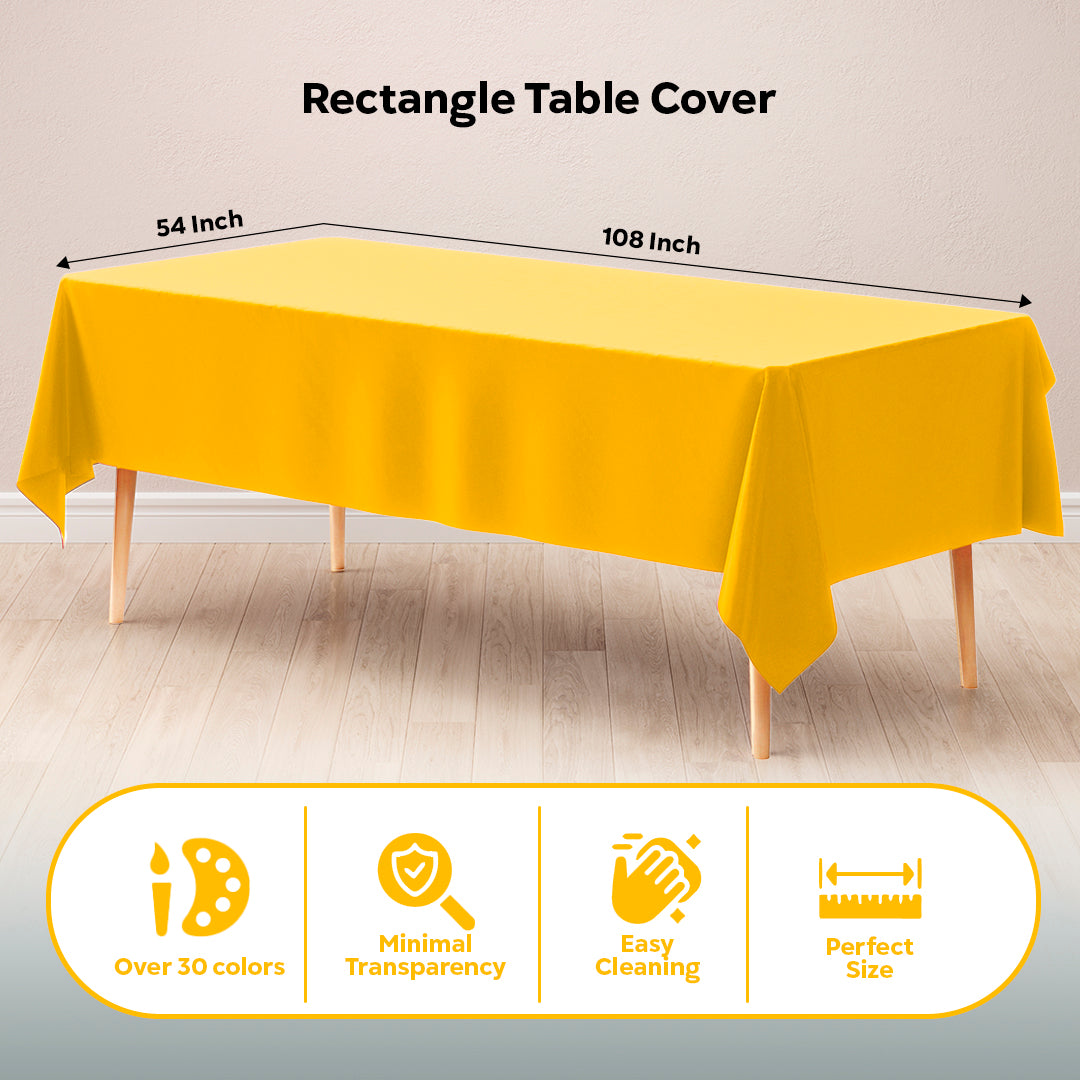 Yellow Plastic Table Covers | 6 Pack | 54 in. x 108 in.