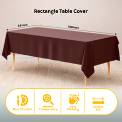 Brown Plastic Table Cover | 54 in. x 108 in.