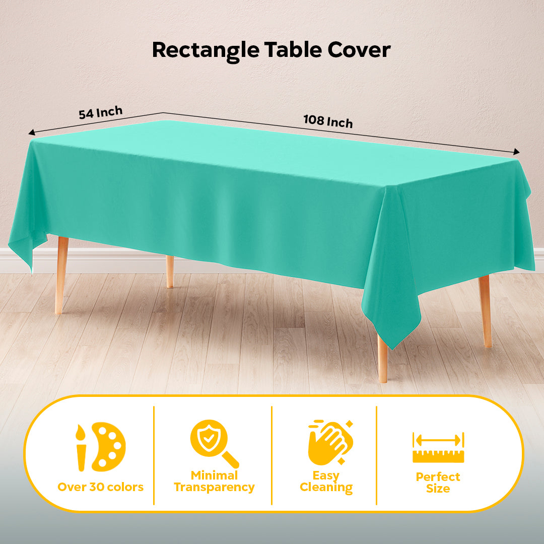 Mint Plastic Table Cover | Case of 48 | 54 in. x 108 in.
