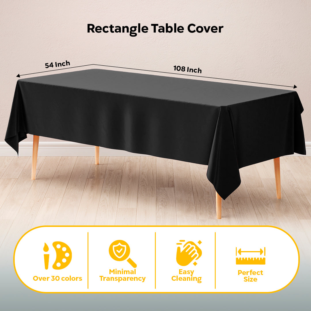 Black Plastic Table Covers | 6 Pack | 54 in. x 108 in.