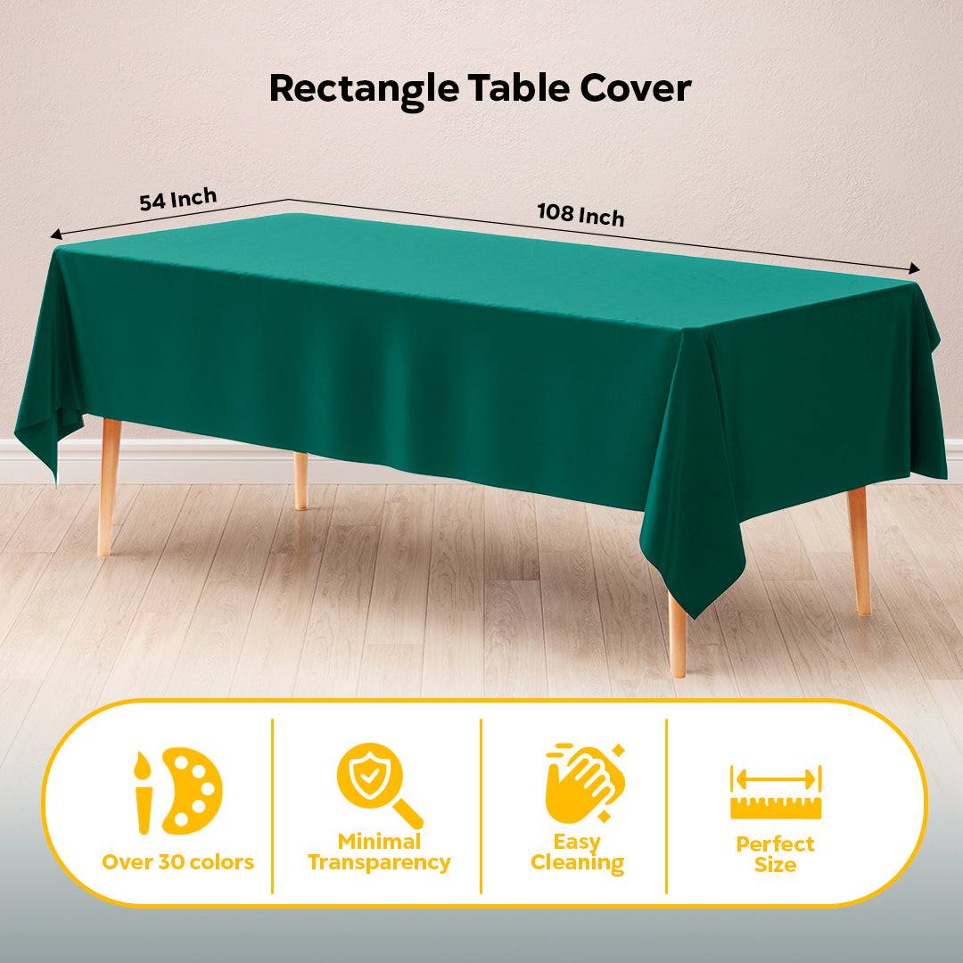 Dark Green Plastic Table Cover | 54 in. x 108 in.