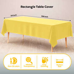 Light Yellow Plastic Table Cover | Case of 48 | 54 in. x 108 in.